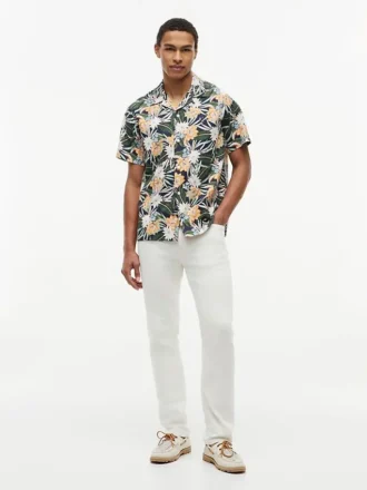 Camicia da campo a fiori tropicali, vestibilità regolare