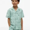 Camicia da campo a righe con logo monogramma per bambini Camicia da campo a righe con logo monogramma per bambini
