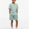 Camicia da campo a righe con logo monogramma per bambini Camicia da campo a righe con logo monogramma per bambini