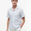 Camicia da campo a righe in misto cotone e lino Camicia da campo a righe in misto cotone e lino