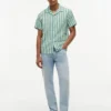 Camicia da campo a righe in misto cotone e lino Camicia da campo a righe in misto cotone e lino