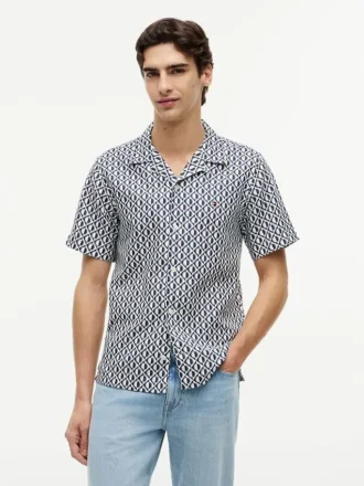 Camicia da campo con stampa solare, vestibilità regolare