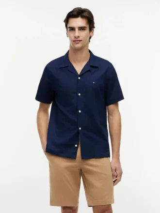 Camicia da campo in cotone e lino dalla vestibilità regolare