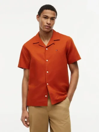 Camicia da campo in cotone e lino dalla vestibilità regolare