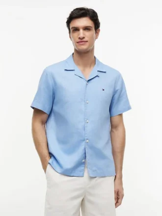 Camicia da campo in cotone e lino dalla vestibilità regolare