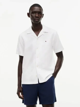Camicia da campo in cotone e lino dalla vestibilità regolare
