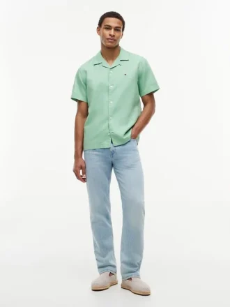 Camicia da campo in cotone e lino dalla vestibilità regolare