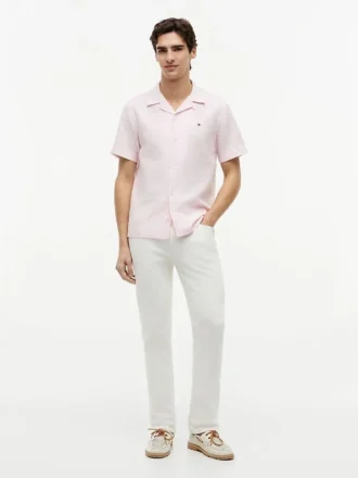 Camicia da campo in cotone e lino dalla vestibilità regolare