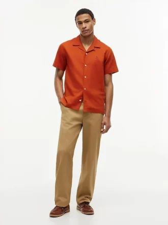 Camicia da campo in cotone e lino dalla vestibilità regolare