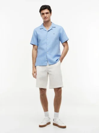 Camicia da campo in cotone e lino dalla vestibilità regolare