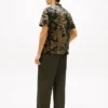 Camicia da campo in lino con stampa tropicale