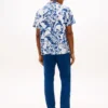 Camicia da campo in lino con stampa tropicale