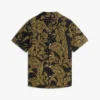 Camicia da campo in lino con stampa tropicale