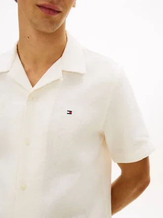 Camicia da campo in misto lino, vestibilità regolare