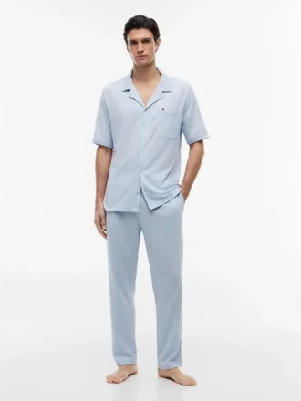 Camicia da notte a maniche corte in seersucker