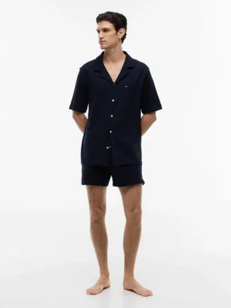 Camicia da notte a maniche corte in seersucker