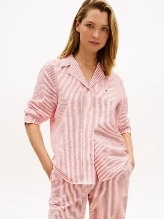 Camicia da notte a righe in seersucker
