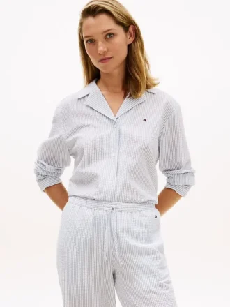 Camicia da notte a righe in seersucker