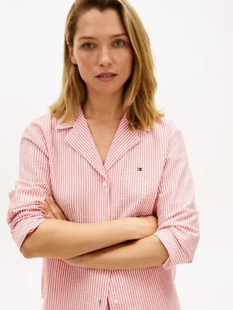 Camicia da notte a righe in seersucker