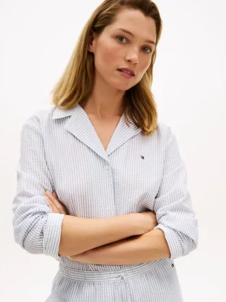 Camicia da notte a righe in seersucker