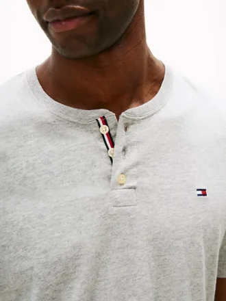 Camicia da notte Henley in jersey scamosciato
