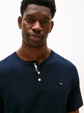 Camicia da notte Henley in jersey scamosciato