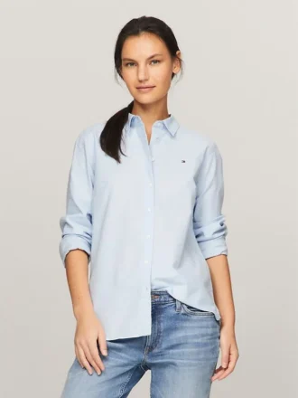 Camicia elasticizzata in tessuto Oxford, vestibilità regolare