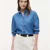 Camicia in chambray con maniche a sbuffo Camicia in chambray con maniche a sbuffo