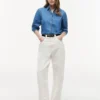 Camicia in chambray con maniche a sbuffo Camicia in chambray con maniche a sbuffo