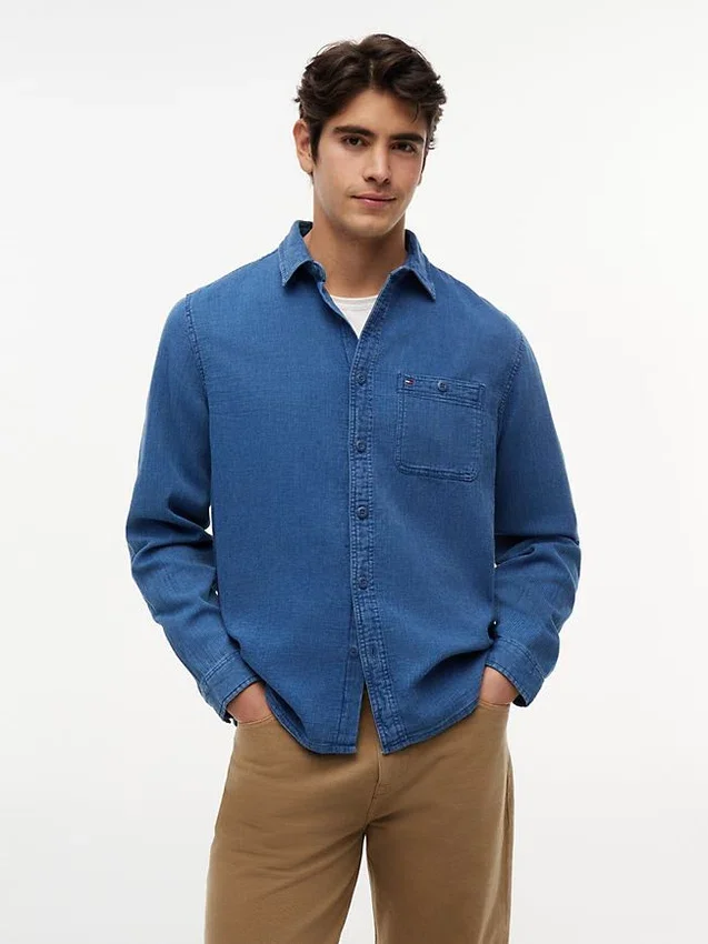 Camicia in denim waffle tinta indaco Camicia in denim waffle tinta indaco