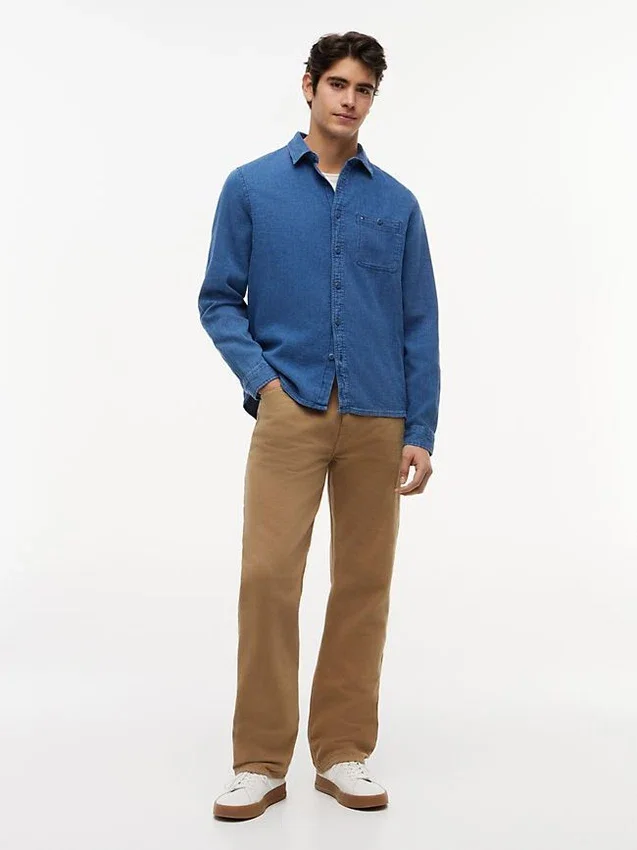 Camicia in denim waffle tinta indaco Camicia in denim waffle tinta indaco