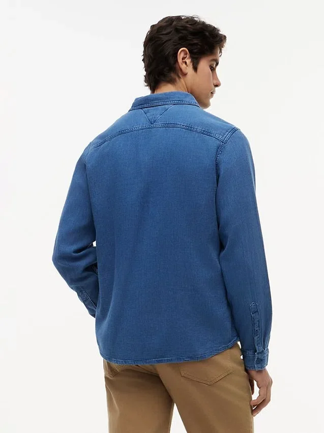 Camicia in denim waffle tinta indaco Camicia in denim waffle tinta indaco