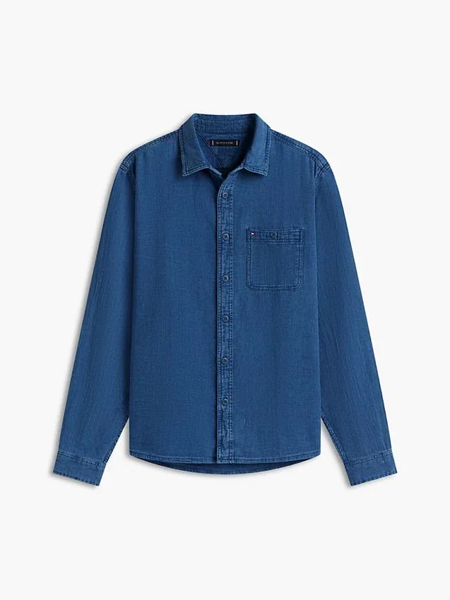 Camicia in denim waffle tinta indaco Camicia in denim waffle tinta indaco