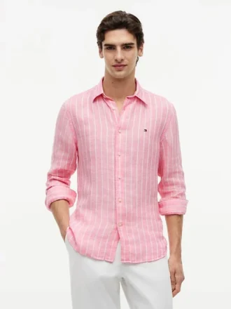 Camicia in lino a righe dal taglio regolare Camicia in lino a righe dal taglio regolare