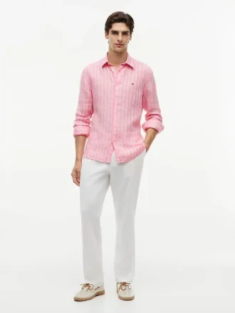 Camicia in lino a righe dal taglio regolare Camicia in lino a righe dal taglio regolare