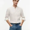 Camicia in lino con colletto a fascia e vestibilità regolare Camicia in lino con colletto a fascia e vestibilità regolare