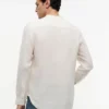 Camicia in lino con colletto a fascia e vestibilità regolare Camicia in lino con colletto a fascia e vestibilità regolare