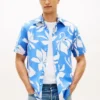 Camicia in misto cotone e lino con stampa tropicale Camicia in misto cotone e lino con stampa tropicale