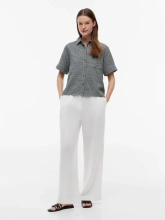 Camicia in misto lino a quadretti