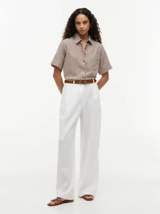 Camicia in misto lino a quadretti