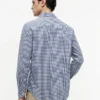 Camicia in misto lino a quadretti, vestibilità regolare