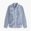 Camicia in misto lino a quadretti, vestibilità regolare