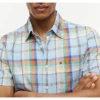 Camicia in misto lino a quadri, vestibilità regolare