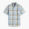 Camicia in misto lino a quadri, vestibilità regolare