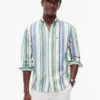 Camicia in misto lino a righe larghe Camicia in misto lino a righe larghe