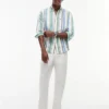 Camicia in misto lino a righe larghe Camicia in misto lino a righe larghe