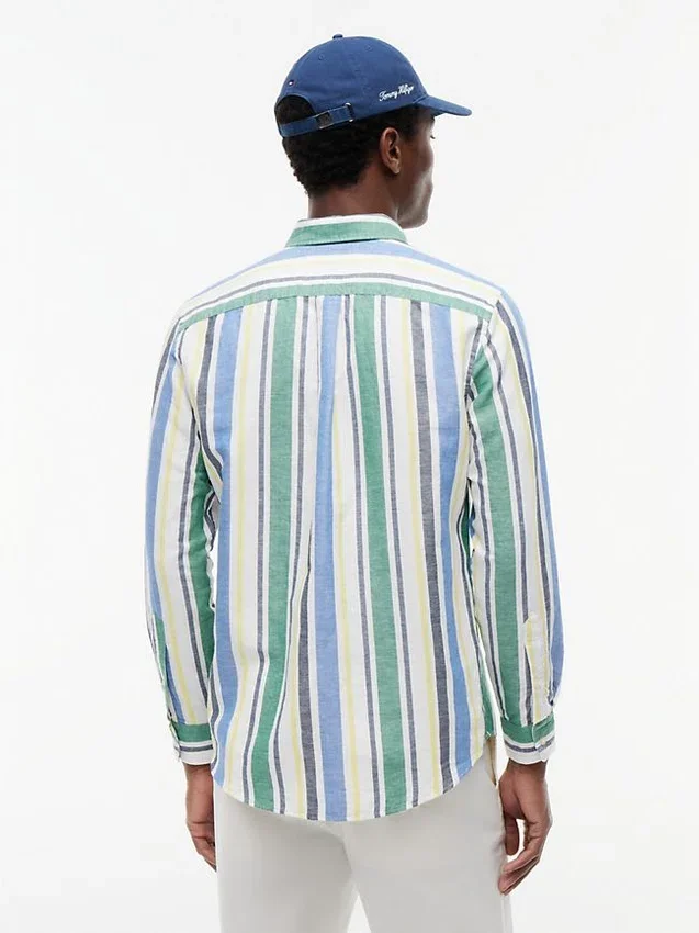 Camicia in misto lino a righe larghe Camicia in misto lino a righe larghe
