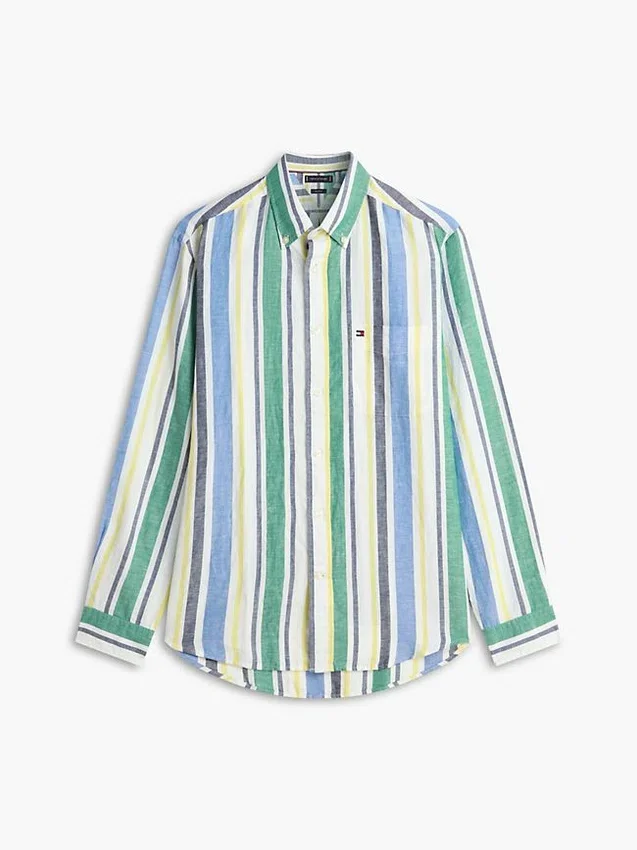 Camicia in misto lino a righe larghe Camicia in misto lino a righe larghe