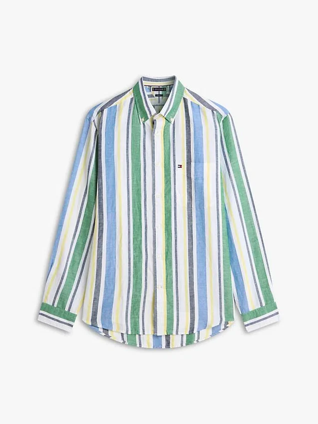 Camicia in misto lino a righe larghe Camicia in misto lino a righe larghe