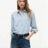 Camicia in misto lino con monogramma su tutta la superficie Camicia in misto lino con monogramma su tutta la superficie
